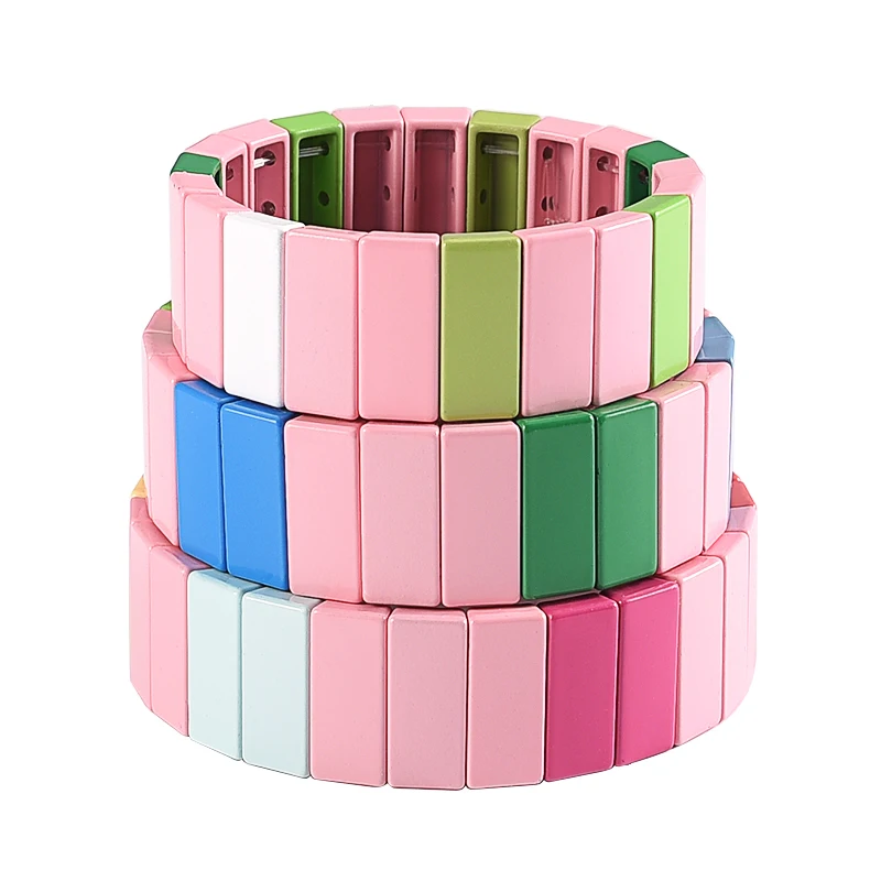 Pink Enamel Tile Bead Wrap Bracelet DIY Family Metal Square Sister Bracelet Jewelry Stackable Beaded Braclets for Women Girls
Pink Enamel Tile Bead Wrap Bracelet DIY Family Metal Square Sister Bracelet Jewelry Stackable Beaded Braclets for Women Girls
