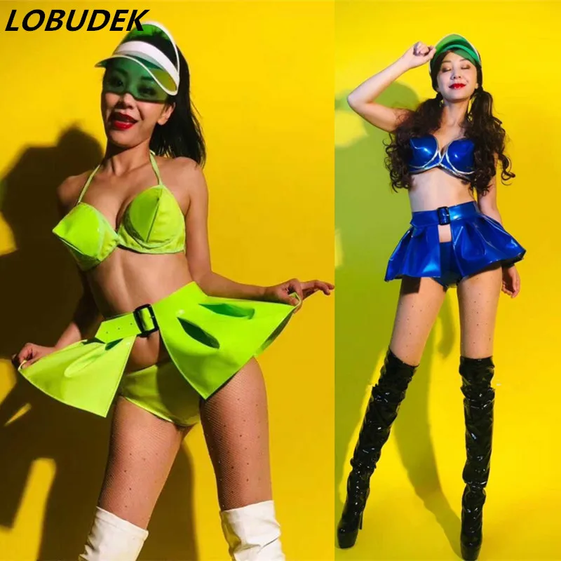 Sexy Women Jazz Dance Set Red/Blue/ Fluorescent Green Bikini Skirt 3-Pieces Bar Nightclub DJ Singer Dancer Team Stage Costume
Sexy Women Jazz Dance Set Red/Blue/ Fluorescent Green Bikini Skirt 3-Pieces Bar Nightclub DJ Singer Dancer Team Stage Costume