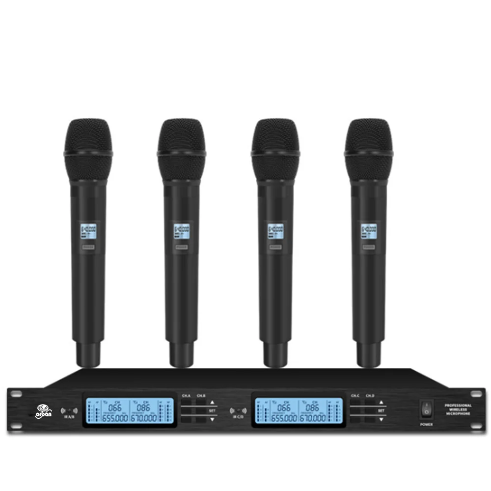Professional UHF wireless microphone system four-channel handheld microphone for home KTV party karaoke wireless microphone
Professional UHF wireless microphone system four-channel handheld microphone for home KTV party karaoke wireless microphone