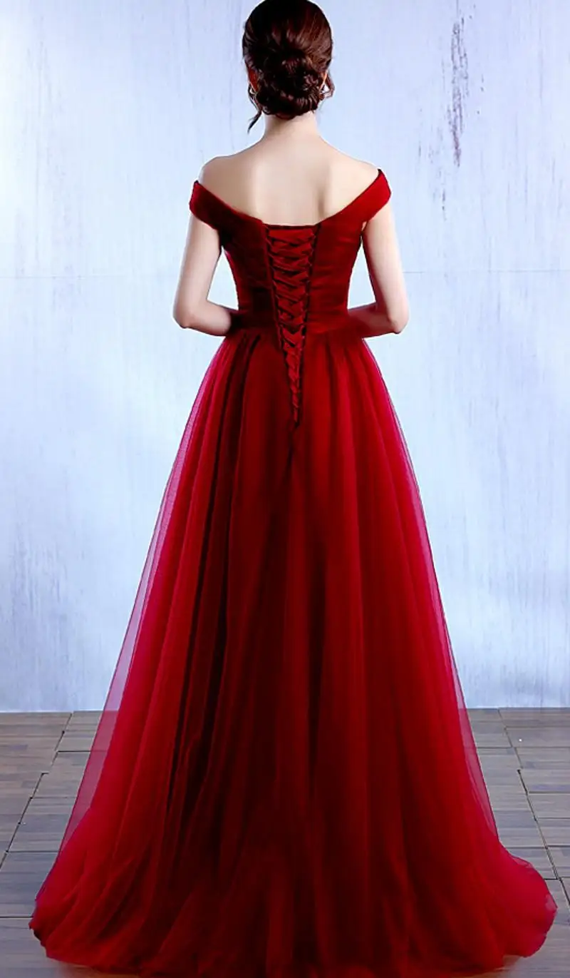 Элегантное Тюлевое платье с открытыми плечами облегающее свадебное V-образным