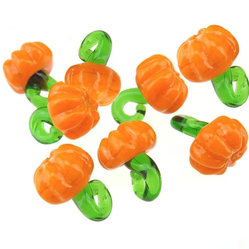 

10pcs/lot Murano Lampwork Yellow Pumpkin Glass Beads Charms For Earring Necklace Jewelry Making