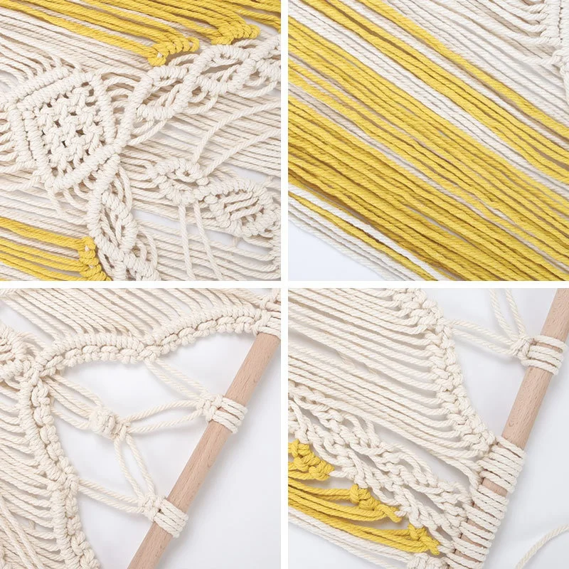 Boho Macrame Wall Hanging Shelf Handmade Cotton Rope Woven Wood Floating Storage Hanger for Home Wall Decor in Yellow
Boho Macrame Wall Hanging Shelf Handmade Cotton Rope Woven Wood Floating Storage Hanger for Home Wall Decor in Yellow