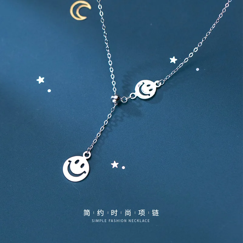 GCC52 Real 925 Sterling Silver Cute Smile Face Pendant Necklaces Adjustable Y Necklace for Women Girls
GCC52 Real 925 Sterling Silver Cute Smile Face Pendant Necklaces Adjustable Y Necklace for Women Girls