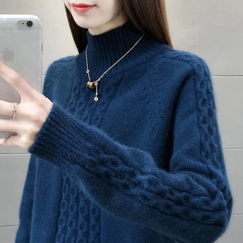 High Collar Sweater Women's Thickened and Loose 2020 New Autumn and Winter Women's Wear Versatile Women's Top 
High Collar Sweater Women's Thickened and Loose 2020 New Autumn and Winter Women's Wear Versatile Women's Top