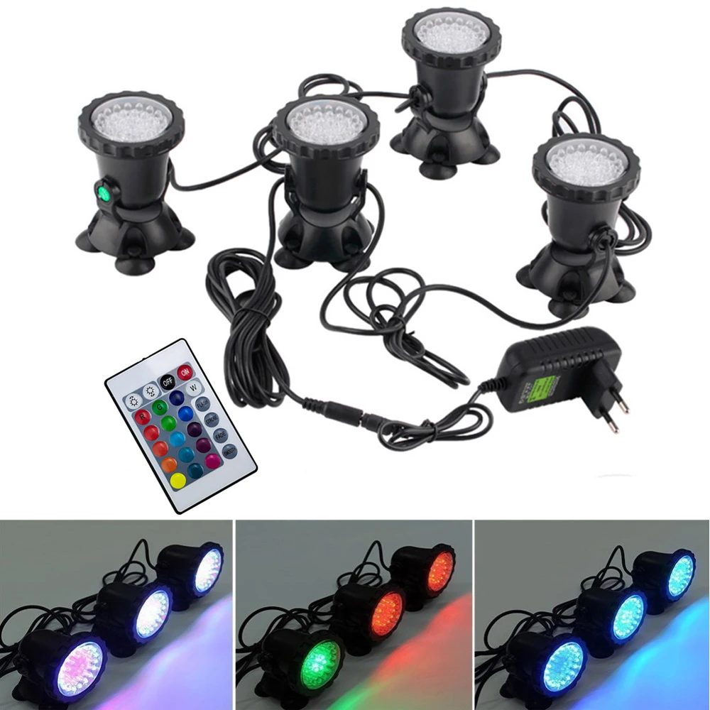 12V RGB LED Underwater Light 36LED IP68 Waterproof Aquarium Spotlight Swiming Pool Fountains Pond Tank for Landscape Decor | Освещение