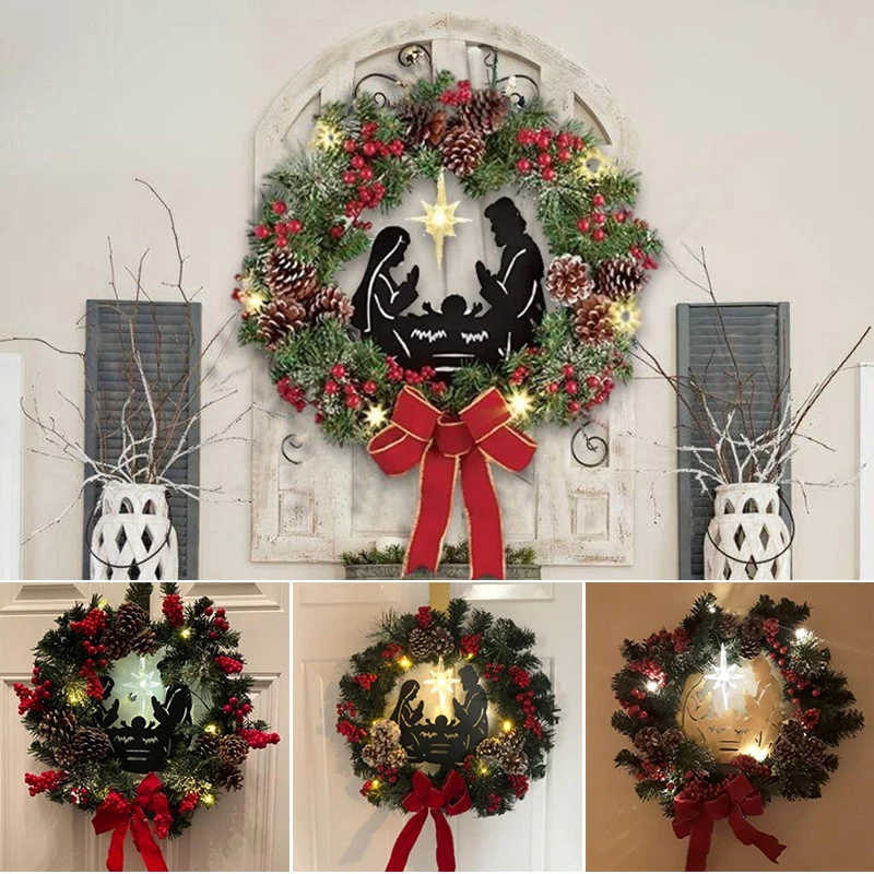 Lighted Nativity Scene Christmas Wreath with LED Light Battery Powered Front Door Decoration for Christmas XR-Hot
Lighted Nativity Scene Christmas Wreath with LED Light Battery Powered Front Door Decoration for Christmas XR-Hot