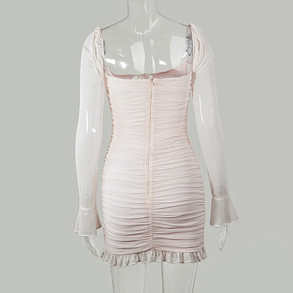 Mesh Ruffles Lace Up Dress Wfashion omen Long Sleeve Zipper Double Layer Sexy Party Dress Mini Ruched Summer Dress Vestido 2021
Mesh Ruffles Lace Up Dress Wfashion omen Long Sleeve Zipper Double Layer Sexy Party Dress Mini Ruched Summer Dress Vestido 2021