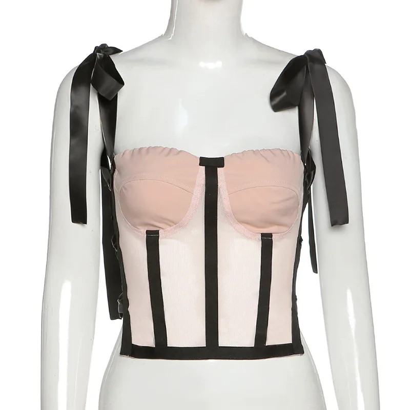 Transparent Mesh Tube Tops Women Bustiers Back Bandage Sleeveless Summer Tank Tops Club Party Black Slim Corset Tops
Transparent Mesh Tube Tops Women Bustiers Back Bandage Sleeveless Summer Tank Tops Club Party Black Slim Corset Tops