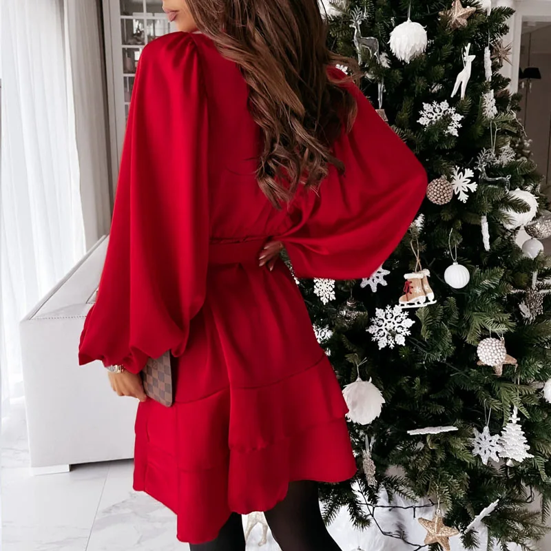 Spring New Latern Sleeve Women's Dress Commute Casual Round Neck Long Sleeve Ruffled A-type Dress Women with Belt Vestidos 12830
Spring New Latern Sleeve Women's Dress Commute Casual Round Neck Long Sleeve Ruffled A-type Dress Women with Belt Vestidos 12830