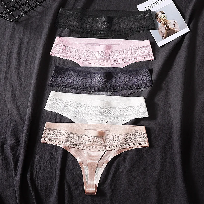 Women Lingerie Ice Silk Seamless Ladies Panties One Piece Sexy Lace Trim Low Waist European and American Ladies Thong Underwear
Women Lingerie Ice Silk Seamless Ladies Panties One Piece Sexy Lace Trim Low Waist European and American Ladies Thong Underwear