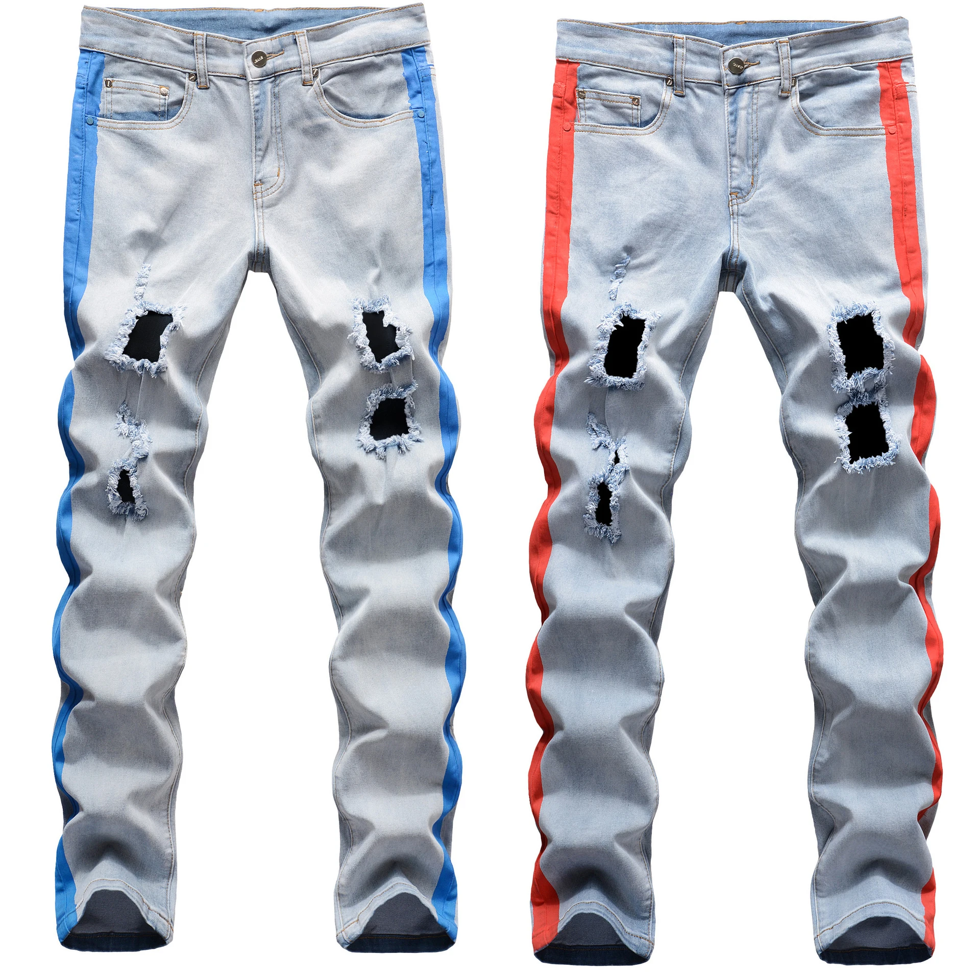 High Quality Men’s Ripped Denim Pants,Slim-fit Side Color Painted Hole Jeans,Street Fashion Stretch Casual Jeans Pants;
High Quality Men’s Ripped Denim Pants,Slim-fit Side Color Painted Hole Jeans,Street Fashion Stretch Casual Jeans Pants;