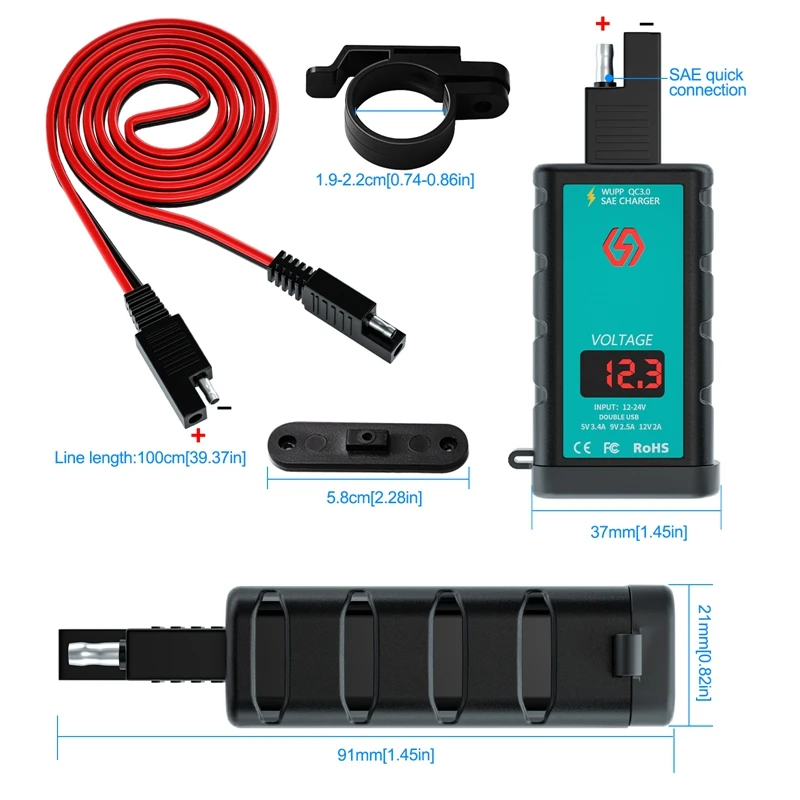 Motorcycle Square Dual USB Fast Charger with Button Switch on-board Integrated SAE Jack Terminal Line Adapter Socket Auto Parts
Motorcycle Square Dual USB Fast Charger with Button Switch on-board Integrated SAE Jack Terminal Line Adapter Socket Auto Parts