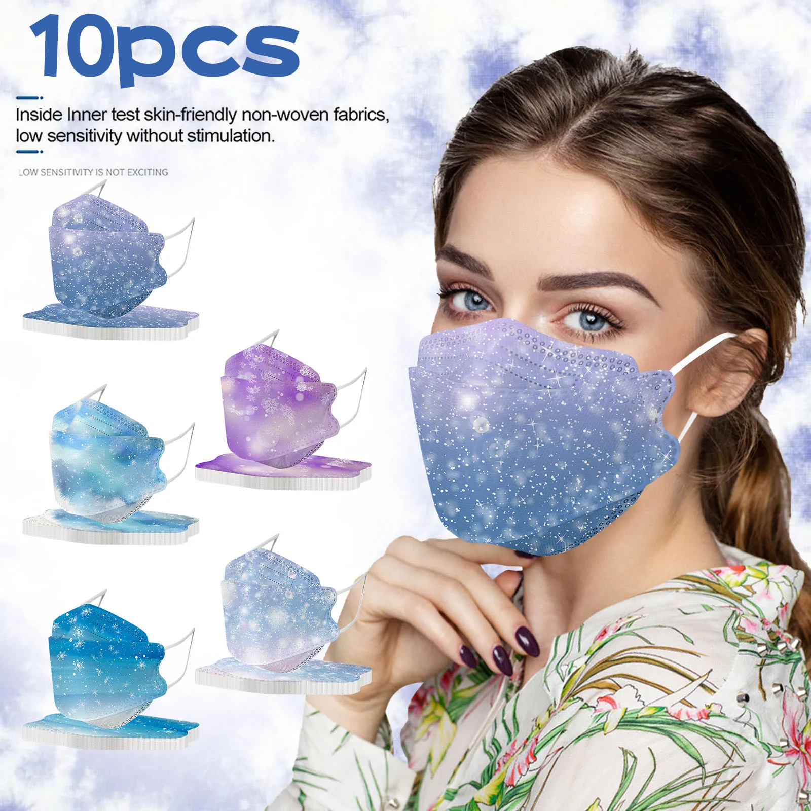 

10pcs Adults Snowflake Disposable Mask Breathable Mouth Mask 4-Ply Filter Protective Face Mask Baby Kids Girls маски одноразовые