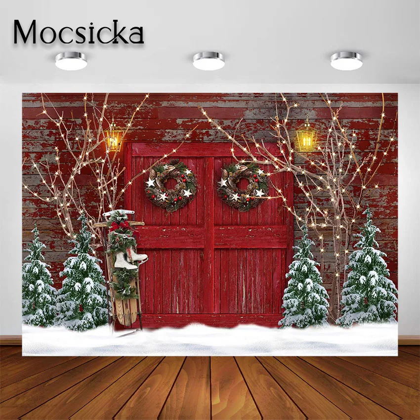Mocsicka Christmas Red Barn Door Photography Backdrop Winter Snow Christmas Wreath Background for Kids Portrait Photo Studio
Mocsicka Christmas Red Barn Door Photography Backdrop Winter Snow Christmas Wreath Background for Kids Portrait Photo Studio
