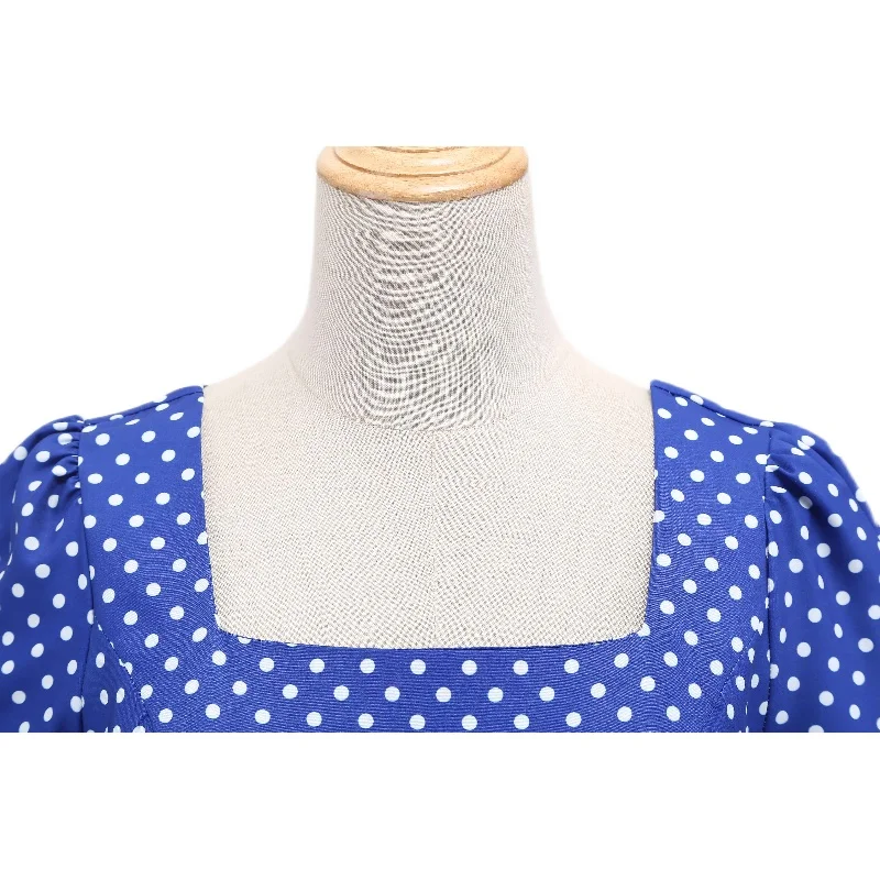 COIGARSAM Cute Polka Dot Women dress French Style Vintage Square Collar High Waist Dresses Sapphire 1180
COIGARSAM Cute Polka Dot Women dress French Style Vintage Square Collar High Waist Dresses Sapphire 1180
