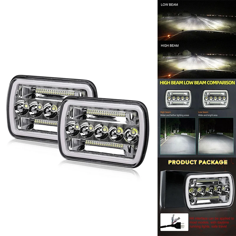 7X6 Inch 5X7 LED Headlights Hi/Lo Beam with DRL Square Work Lights for Chevy Ford F150 /Off-Road/ATV/Truck,HL10-7
7X6 Inch 5X7 LED Headlights Hi/Lo Beam with DRL Square Work Lights for Chevy Ford F150 /Off-Road/ATV/Truck,HL10-7