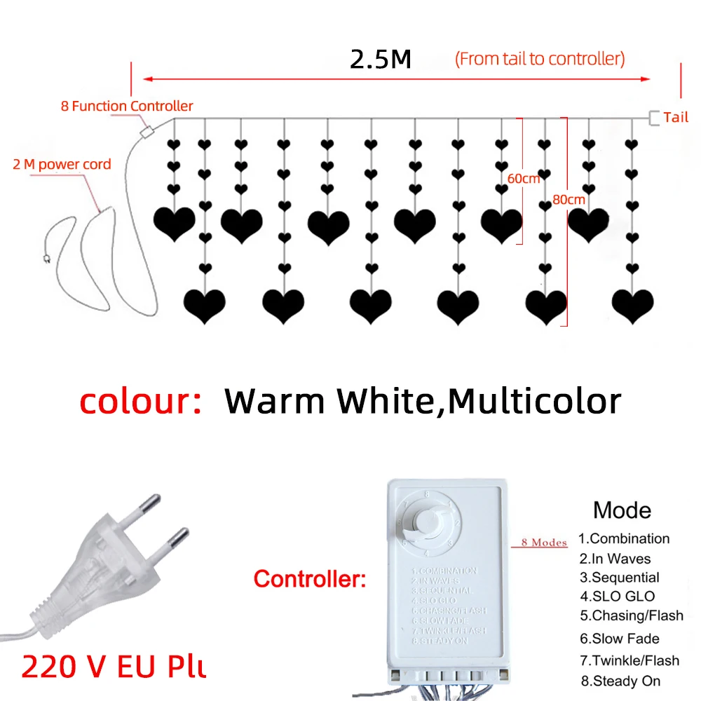 2.5M 220V EU LED LOVE Heart Shape curtain light Christmas Garland String Fairy Light For wedding holiday party New Year Decor
2.5M 220V EU LED LOVE Heart Shape curtain light Christmas Garland String Fairy Light For wedding holiday party New Year Decor