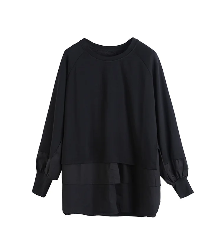 New Dark Black Tshirt Round Neck Bottoming Fake Two-piece Straight Stitching Tide Long-sleeved T-shirt Female Mujer Camisetas
New Dark Black Tshirt Round Neck Bottoming Fake Two-piece Straight Stitching Tide Long-sleeved T-shirt Female Mujer Camisetas