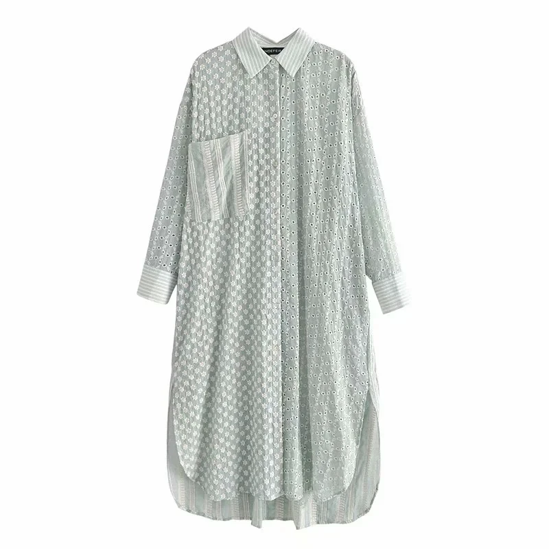 Za ladies summer 2021 fashion chic patchwork embroidery lengthened plus shirt retro lapel pocket women's long-sleeved casual top
Za ladies summer 2021 fashion chic patchwork embroidery lengthened plus shirt retro lapel pocket women's long-sleeved casual top