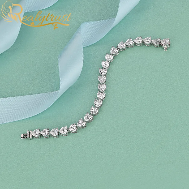 Realytrust Luxury 6*6mm Heart Lab Created Diamond Bracelets for Women 925 Sterling Silver Heart Bangle Wedding Birthday Gift
Realytrust Luxury 6*6mm Heart Lab Created Diamond Bracelets for Women 925 Sterling Silver Heart Bangle Wedding Birthday Gift