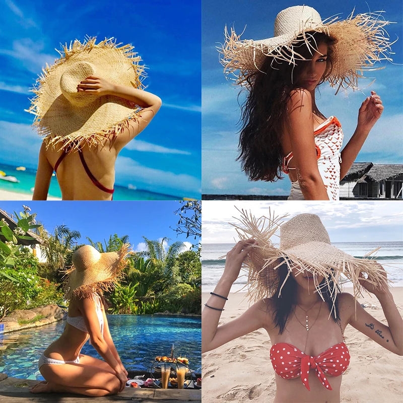 DT039 Handmade Women Straw Sun Hats Large Wide Brim Gilrs High Quality Natural Raffia Panama Beach Straw Sun Caps For Holiday
DT039 Handmade Women Straw Sun Hats Large Wide Brim Gilrs High Quality Natural Raffia Panama Beach Straw Sun Caps For Holiday