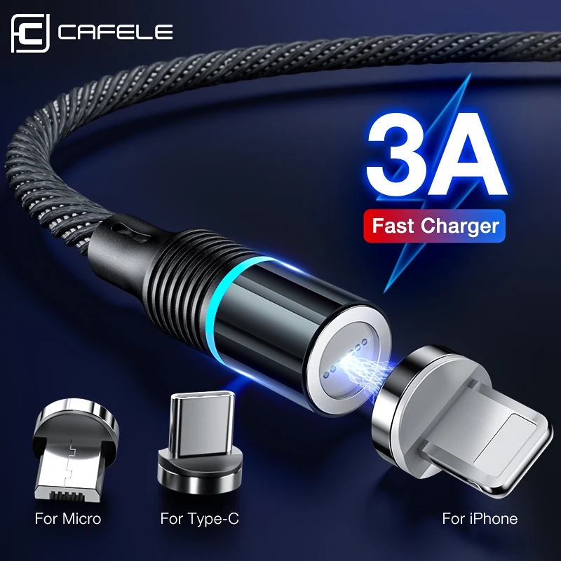 CAFELE 3A Micro USB C cable Fast Charging Magnet USB Type C Cable For iPhone 11 Pro Max 8 Sumsung Mobile Phone Magnetic Charger
CAFELE 3A Micro USB C cable Fast Charging Magnet USB Type C Cable For iPhone 11 Pro Max 8 Sumsung Mobile Phone Magnetic Charger