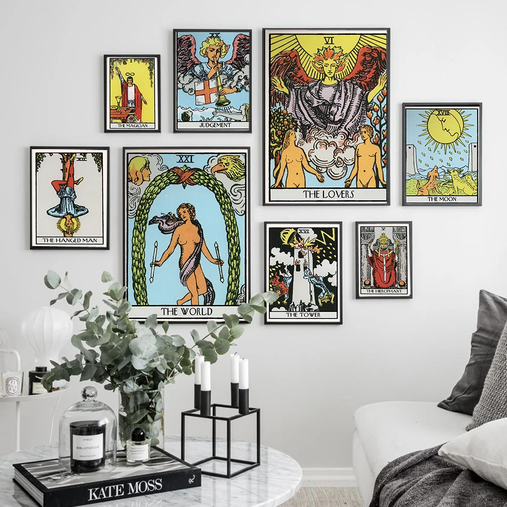 Классическая Картина на холсте постер с картой Таро винтажные плакаты принты влюбленных Луны солнца ретро настенные картины для декора гос... 
Классическая Картина на холсте постер с картой Таро винтажные плакаты принты влюбленных Луны солнца ретро настенные картины для декора гос...