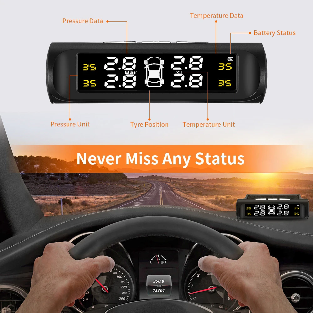 GERUIOU Smart Car Solar Power Car TPMS Tyre Pressure Monitoring System Digital LCD Display Auto Security Alarm Systems
GERUIOU Smart Car Solar Power Car TPMS Tyre Pressure Monitoring System Digital LCD Display Auto Security Alarm Systems