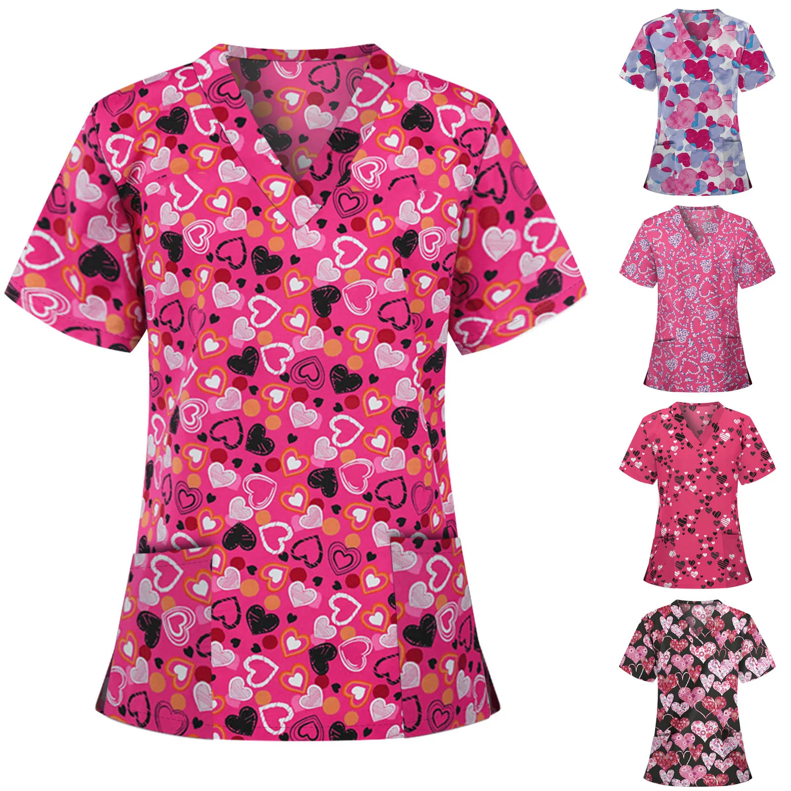 2021 Women Short Sleeve V-neck Tops Working Uniform Blouse Ladies Fashion Plus Size Short Sleeve Printed Summer Nurse Uniform
2021 Women Short Sleeve V-neck Tops Working Uniform Blouse Ladies Fashion Plus Size Short Sleeve Printed Summer Nurse Uniform