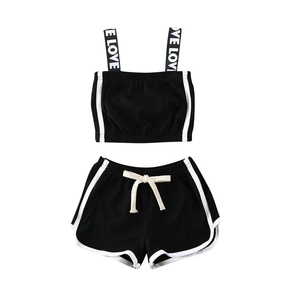 2020 Summer Baby Girl Sports Suits Casual Beach Outfits Clothes Children Cute Sling Tshirt Vest + Sports Shorts Sets Black White
2020 Summer Baby Girl Sports Suits Casual Beach Outfits Clothes Children Cute Sling Tshirt Vest + Sports Shorts Sets Black White