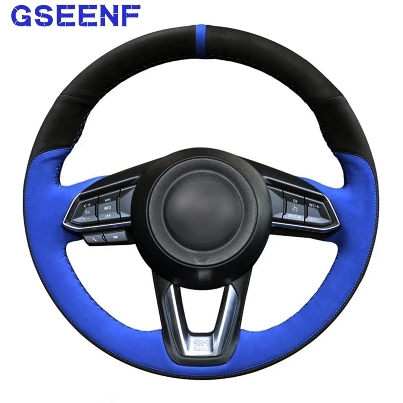 Car Steering Wheel Cover Hand-stitched Black Suede Blue Marker Anti-slip Soft For Mazda 3 Axela Mazda 6 Atenza CX-3 2018-2019
Car Steering Wheel Cover Hand-stitched Black Suede Blue Marker Anti-slip Soft For Mazda 3 Axela Mazda 6 Atenza CX-3 2018-2019