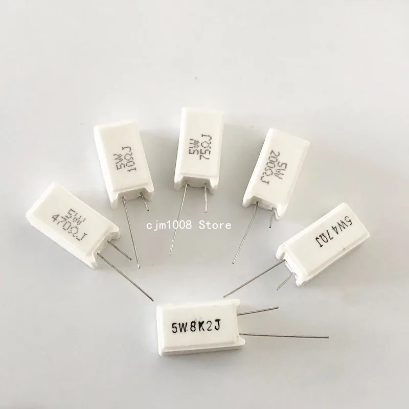 10 шт. RX27-5 кв Вертикальные цемента резистора сопротивления 5 Вт 910R 1K 1 2 K 8 2K 4 7 труба