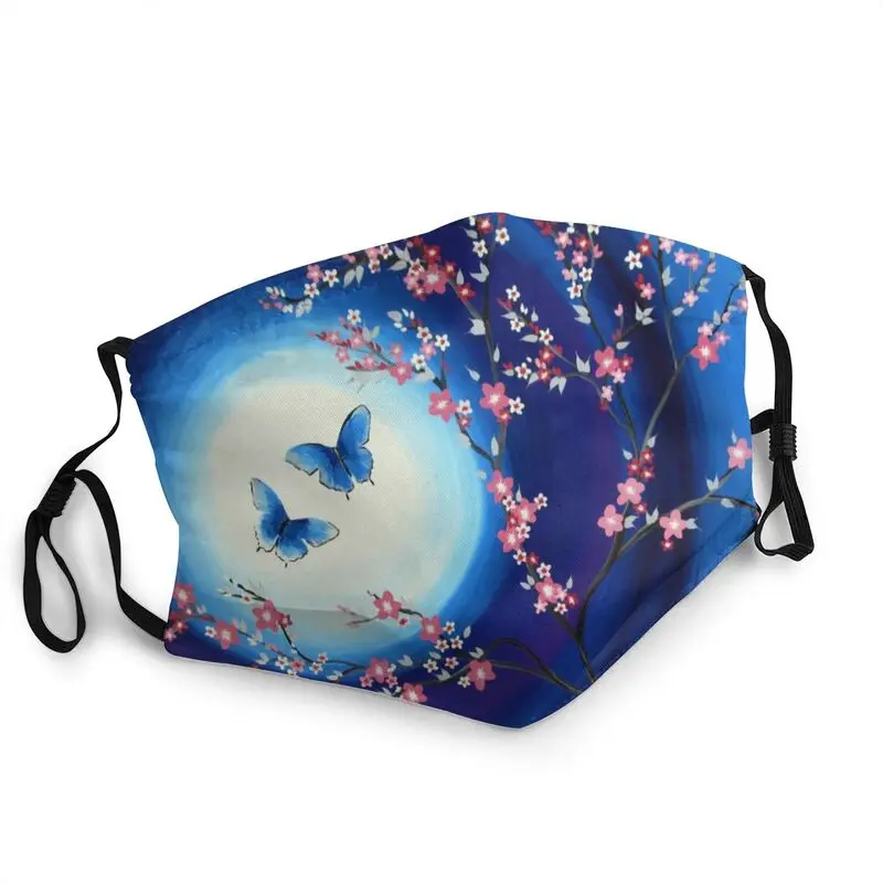 

Japanese Cherry Blossoms Butterflies Mouth Face Mask Flower Floral Anti Haze Dustproof Protection Cover Respirator Mouth-Muffle