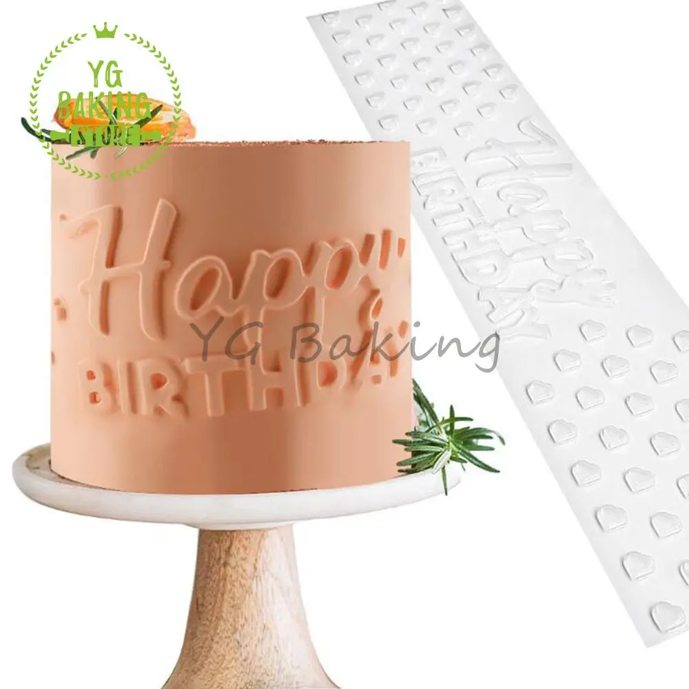 

3D Happy Birthday Origami Lace Side Cake Border Diy Chocolate Mousse Mold Plastic Cake Stencil Cake Decorating Tool Bakeware