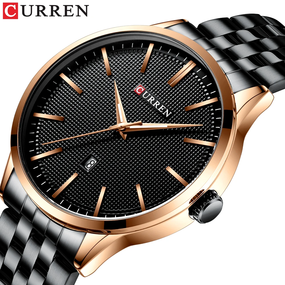 CURREN Mens Watch 2019 Stylish Business Male Wristwatch Black Stainless Steel Rose Gold Dial Calendar Waterproof Erkek Kol Saati
CURREN Mens Watch 2019 Stylish Business Male Wristwatch Black Stainless Steel Rose Gold Dial Calendar Waterproof Erkek Kol Saati
