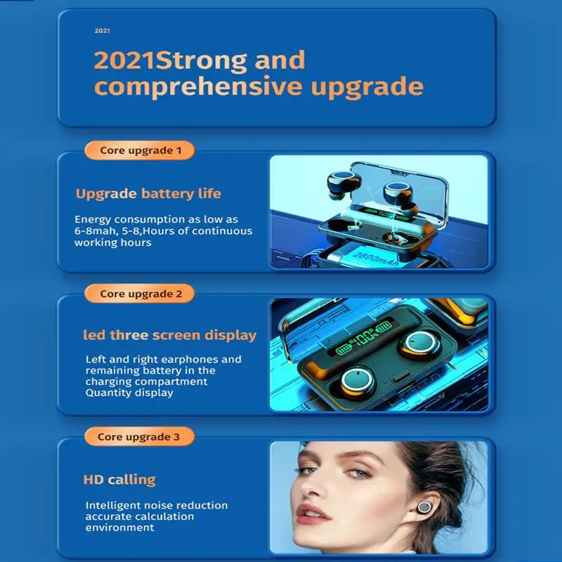 F9 TWS Touch Wireless Headphones 5.1 Bluetooth 3500mAh 8D Bass Stereo Waterproof Earrings Headset With Microphone Charging Case
F9 TWS Touch Wireless Headphones 5.1 Bluetooth 3500mAh 8D Bass Stereo Waterproof Earrings Headset With Microphone Charging Case