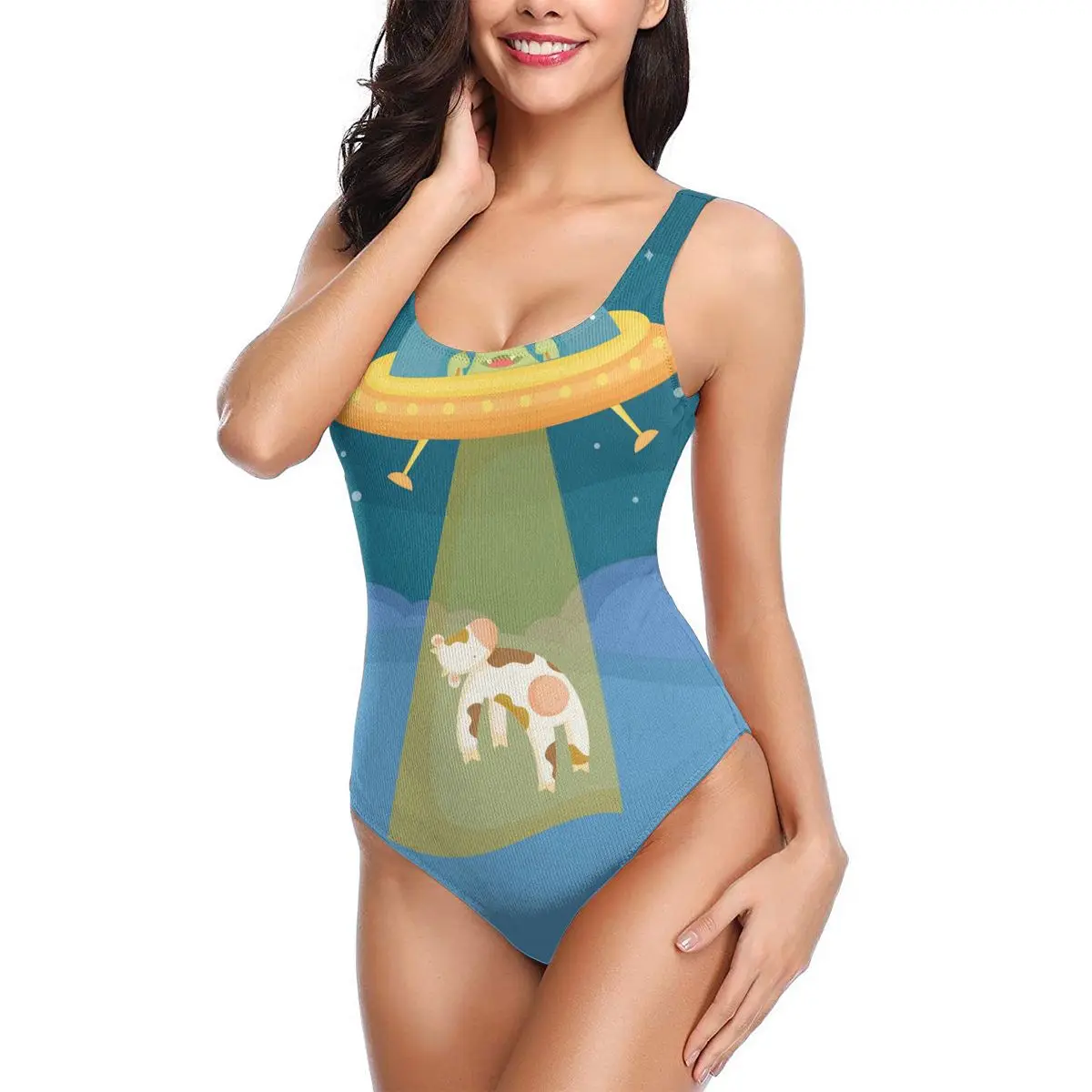 2021 Sexy Swimsuit Women Push Up One Piece Swimsuit Hand Drawn UFO With Cow Swimwear Female Bodysuit Monokini
2021 Sexy Swimsuit Women Push Up One Piece Swimsuit Hand Drawn UFO With Cow Swimwear Female Bodysuit Monokini