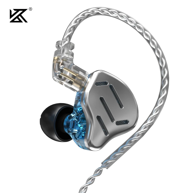 Плотным верхним ворсом KZ ZAX 1DD + 7BA Гибридный металлические наушники HIFI Монитор 16