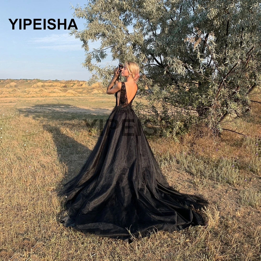 2021 Black Deep V-Neck Evening Dresses Lace Backless Sweep Train Personal customization Prom Party Gown
2021 Black Deep V-Neck Evening Dresses Lace Backless Sweep Train Personal customization Prom Party Gown