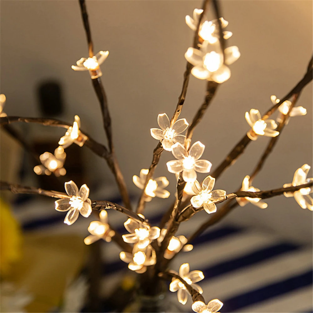 

20 LED Cherry Plum Blossom Tree Light Lamps Night light for Home Indoor Bedroom Wedding Party Bar Decoration AA Battery