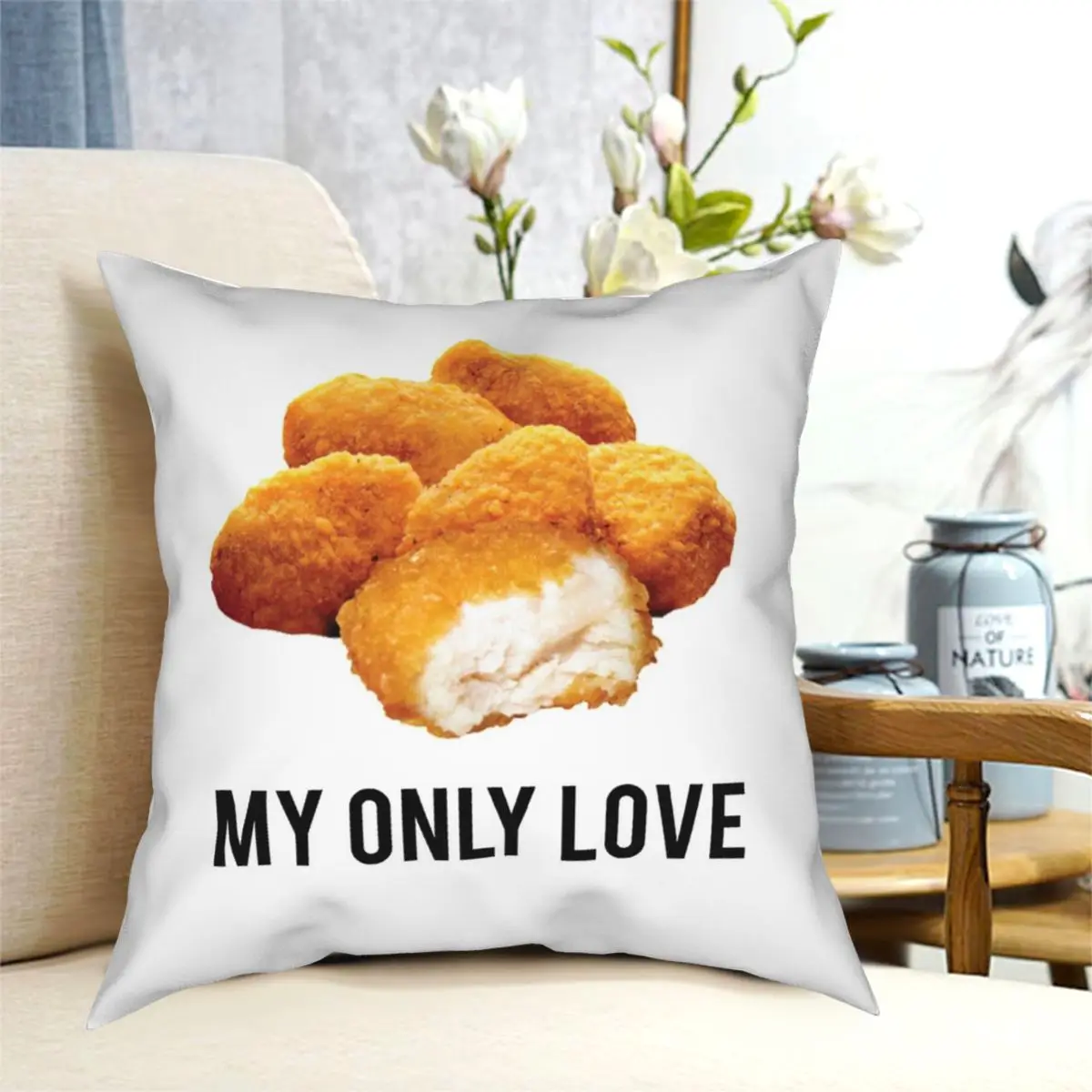 

Chicken Nuggets My Only Love Square Pillowcase Polyester Pattern Zipper Decor for Bed Cushion Cover