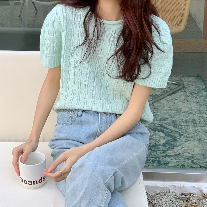 Women's Short-Sleeved T-shirt Summer 2021 New Korean Style Casual Short Bottoming Shirt Western Style Versatile Knitted Top Ins
Women's Short-Sleeved T-shirt Summer 2021 New Korean Style Casual Short Bottoming Shirt Western Style Versatile Knitted Top Ins