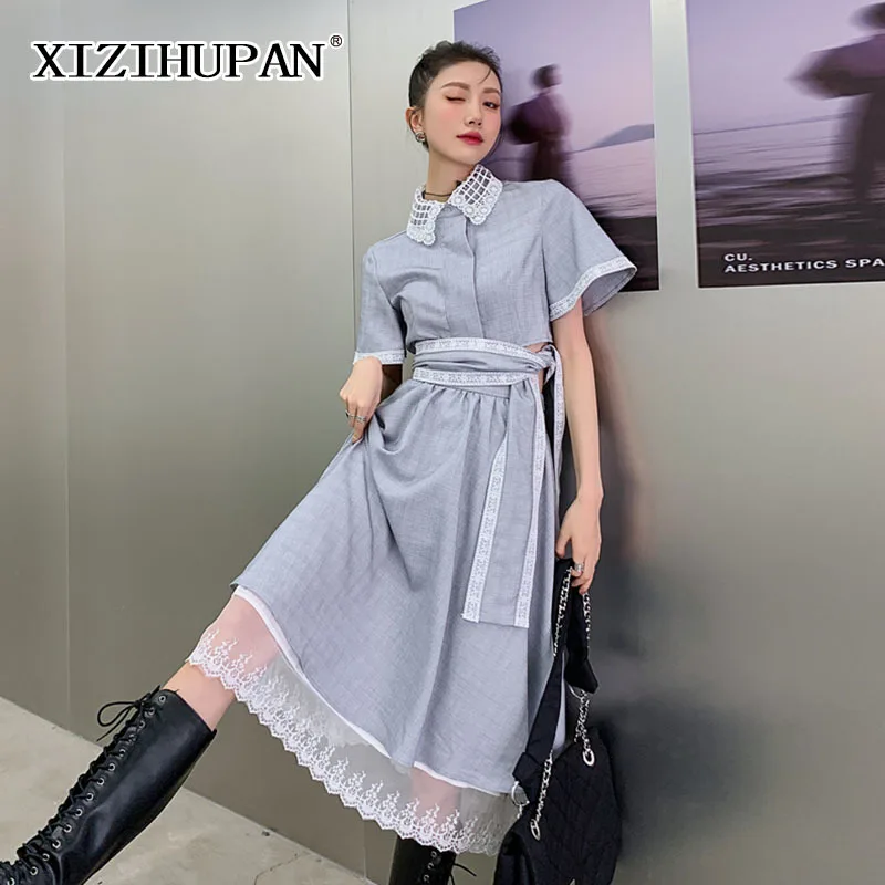 XIZIHUPAN Elegant Two Piece Set For Women Stand Collar Short Sleeve Shirt High Waist Midi Patchwork Lace Skirts Casual Sets 2021
XIZIHUPAN Elegant Two Piece Set For Women Stand Collar Short Sleeve Shirt High Waist Midi Patchwork Lace Skirts Casual Sets 2021