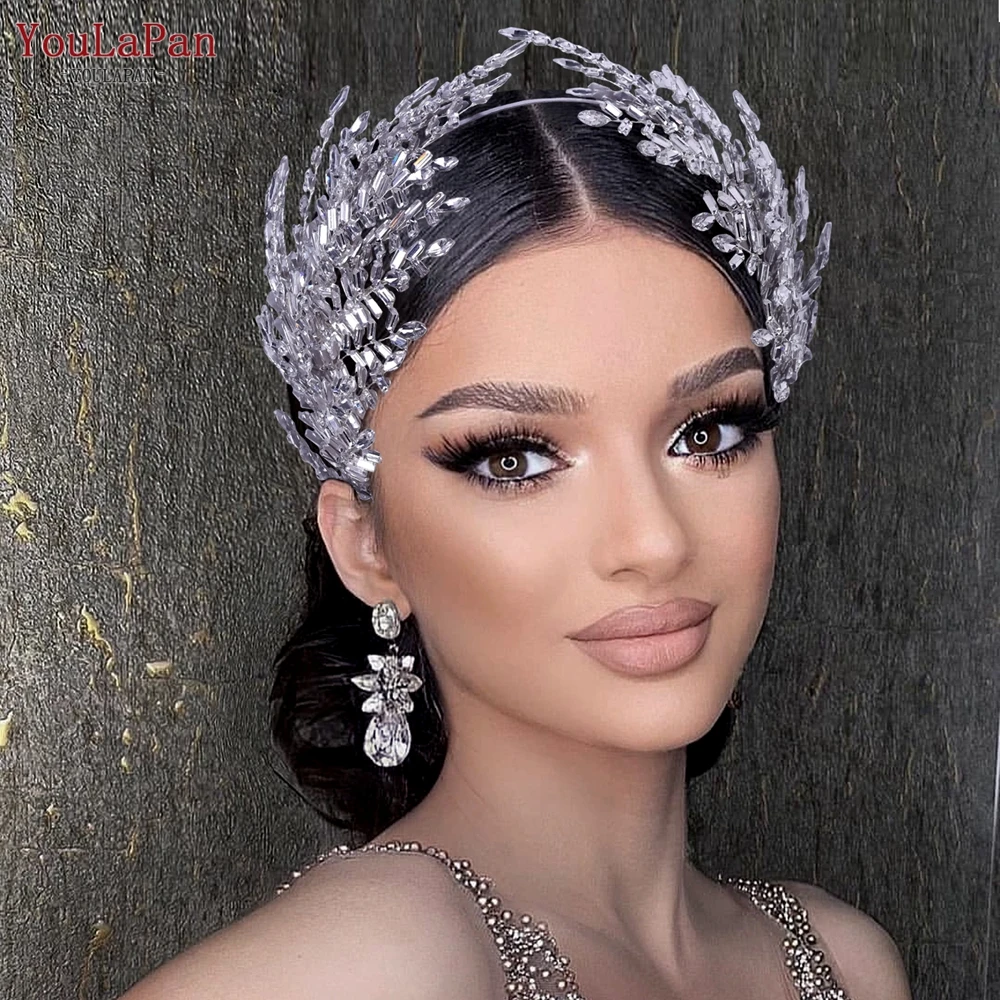 

YouLaPan Bridal Tiara Rhinestone Wedding Headband Woman Hair Accessories for Party Bride Headdress Bridesmaid Headpiece HP383