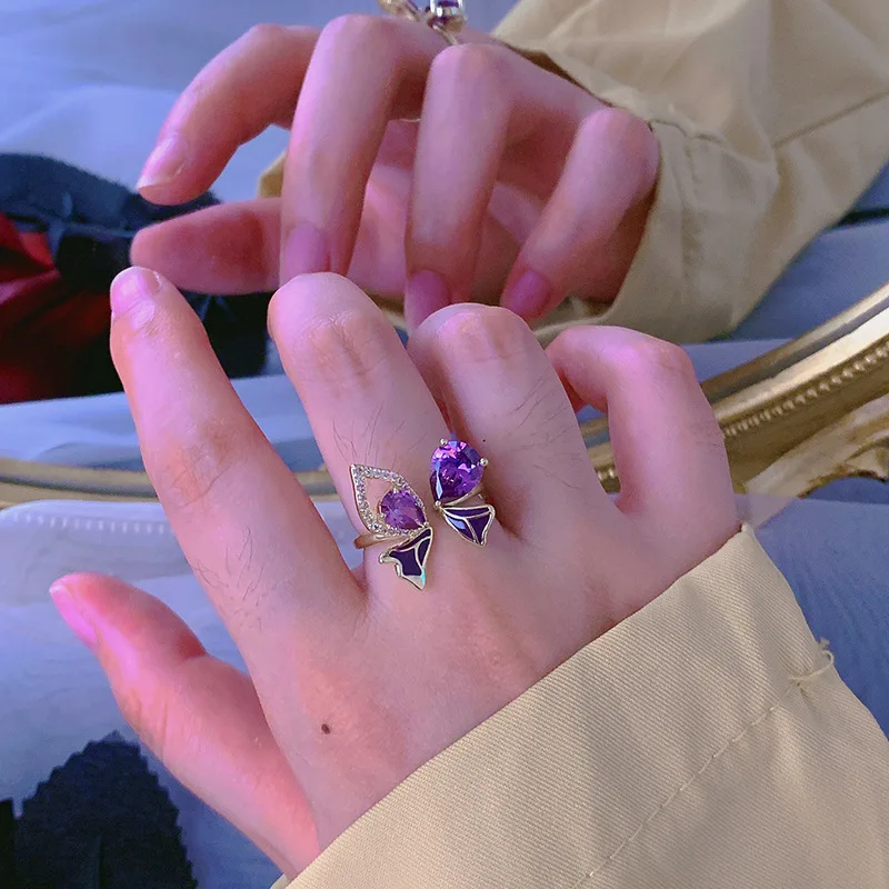 New Korean Fashion Charm Purple Crystal Open Rings For Women Simple Gold Color Metal Forefinger Ring mujer anillos Party Jewelry
New Korean Fashion Charm Purple Crystal Open Rings For Women Simple Gold Color Metal Forefinger Ring mujer anillos Party Jewelry