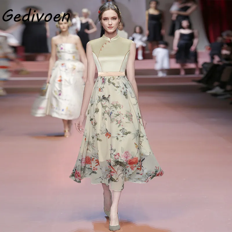 Gedivoen Fashion Runway Designer Summer Vintage Party Midi Dress Women's Sleeveless Floral print Chiffon Dress
Gedivoen Fashion Runway Designer Summer Vintage Party Midi Dress Women's Sleeveless Floral print Chiffon Dress