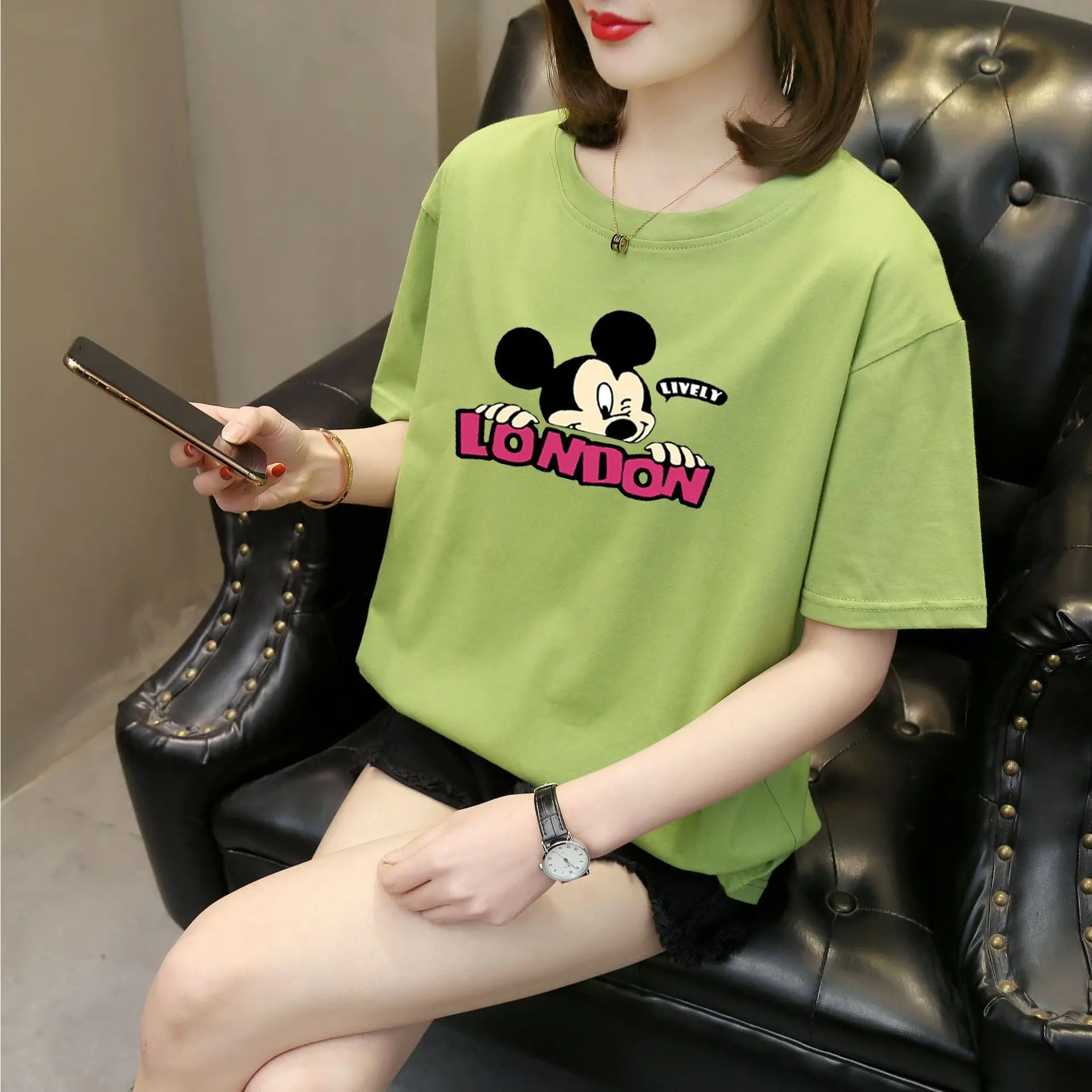Mickey Women T-Shirt Cartoon Summer Oversized Harajuku T-Shirts Casual o Neck Short Sleeve Tops Ladies Tee Shirt Clothes 2021
Mickey Women T-Shirt Cartoon Summer Oversized Harajuku T-Shirts Casual o Neck Short Sleeve Tops Ladies Tee Shirt Clothes 2021