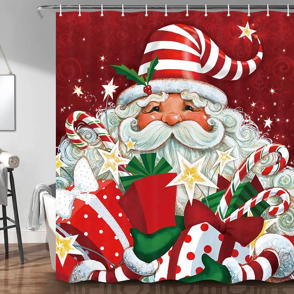 Christmas Shower Curtains for Bathroom, Festive Cute Cartoon Santa Claus with Many Gifts Merry Christmas Shower Curtains
Christmas Shower Curtains for Bathroom, Festive Cute Cartoon Santa Claus with Many Gifts Merry Christmas Shower Curtains