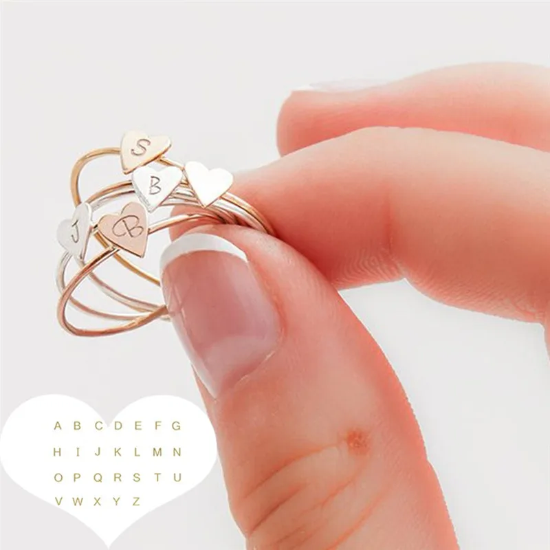 Cute 26 Letters Rings For Women Adjustable Stainless Steel Ring Alphabet Letter Initial Tiny Heart Rings Finger Accessories Anel
Cute 26 Letters Rings For Women Adjustable Stainless Steel Ring Alphabet Letter Initial Tiny Heart Rings Finger Accessories Anel