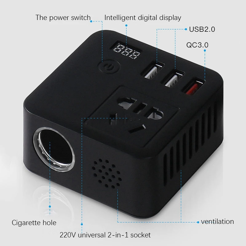 150W 12V to 220V Car Power Inverter Converter 12V/24V Universal Digital Converter Car Charger Adapte
150W 12V to 220V Car Power Inverter Converter 12V/24V Universal Digital Converter Car Charger Adapte